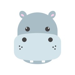 Cute hippo face icon