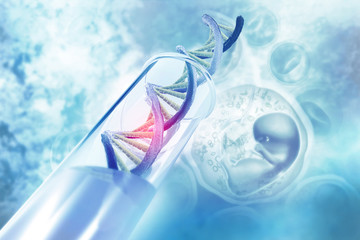 DNA cell on scientific background