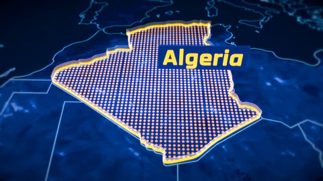 Algeria country border 3D visualization, modern map outline, travel