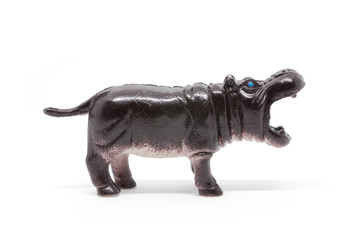 Fototapeta na wymiar hippo model isolated on white background, animal toys plastic
