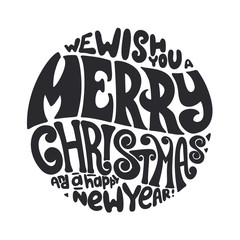 Obraz premium We wish you a Merry Christmas and Happy New Year typography