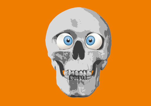 t&ecirc;te de mort - humour - regard - expression - yeux - cr&acirc;ne - humoristique - regarder - loucher - affiche