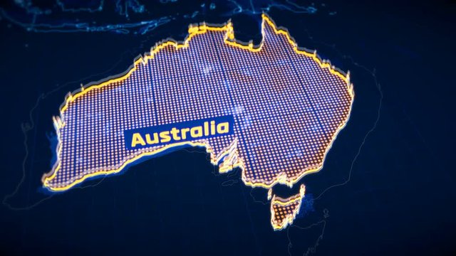 Australia country border 3D visualization, modern map outline, travel
