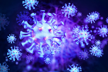 Fototapeta na wymiar Virus cell on scientific background
