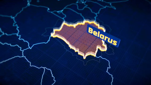 Belarus country border 3D visualization, modern map outline, travel