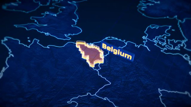 Belgium country border 3D visualization, modern map outline, travel