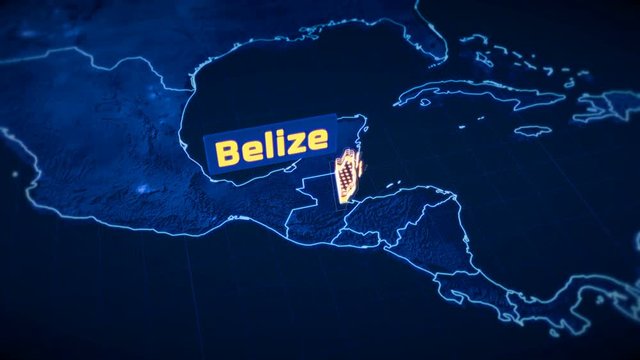 Belize country border 3D visualization, modern map outline, travel