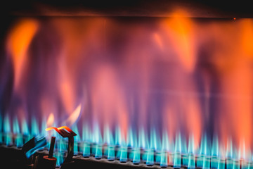Burning flame inside of roaster