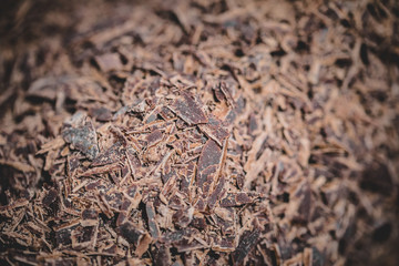 Crushed chocolate in close-up