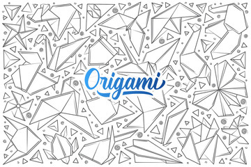 Hand drawn paper origami.