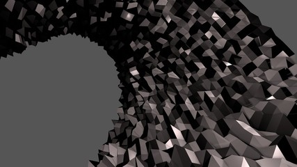 3d rendering abstract geometric background with modern gradient colors in low poly style. 3d surface with black color. 2