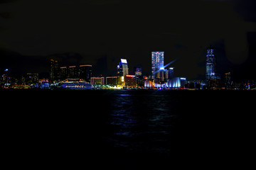 awesome highly detailed night photo of hong kong skyline