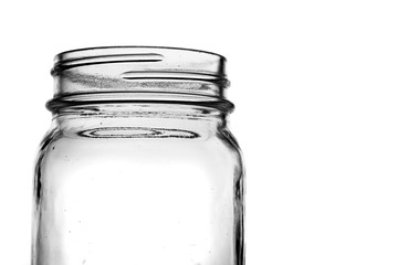 Empty Glass Jar Detail Isolated on White