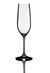 Empty Champagne Glass and Reflection Isolated on White