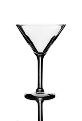 Empty Martini Glass and Reflection Isolated on White