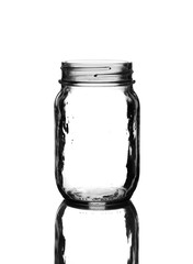 Empty Glass Jar Detail Isolated on White