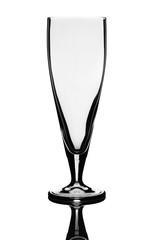 Empty High Pilsner or White Beer Glass and Reflection Isolated on White