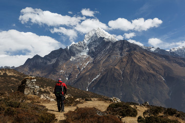Fototapeta premium Namche Bazaar aerial view, Everest trek, Himalaya, Nepal