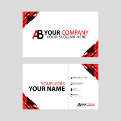 The new simple business card is red black with the AB logo Letter bonus and horizontal modern clean template vector design.