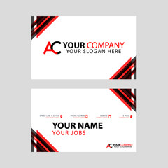 The new simple business card is red black with the AC logo Letter bonus and horizontal modern clean template vector design.