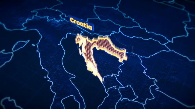 Croatia country border 3D visualization, modern map outline, travel