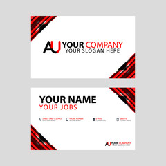 Obraz na płótnie Canvas The new simple business card is red black with the AU logo Letter bonus and horizontal modern clean template vector design.