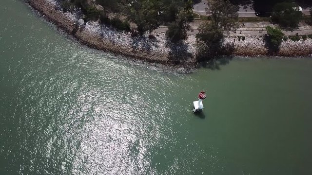 aerial footage of tajung harapan, straits of malacca