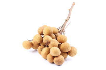 Fresh longan fruit placed on white background, isolated.