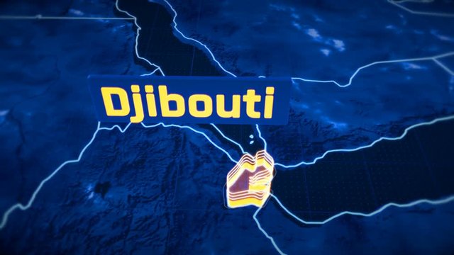 Djibouti country border 3D visualization, modern map outline, travel