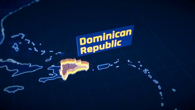 Dominican Republic country border 3D visualization, modern map outline, travel