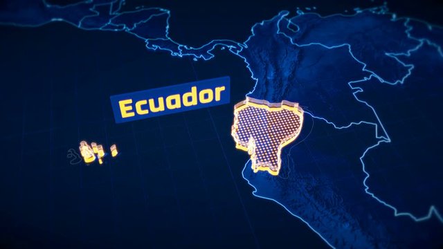 Ecuador country border 3D visualization, modern map outline, travel