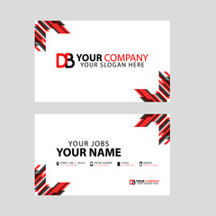 Business card template in black and red. with a flat and horizontal design plus the DB logo Letter on the back.