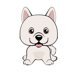 Fototapeta premium Happy cartoon puppy sitting, Eskimo Dog or Spitz.