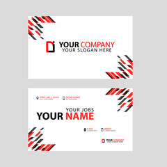 Business card template in black and red. with a flat and horizontal design plus the DI logo Letter on the back.