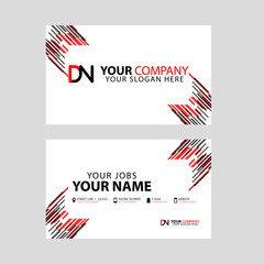Business card template in black and red. with a flat and horizontal design plus the DN logo Letter on the back.