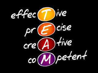 Fototapeta na wymiar TEAM - Effective, Precise, Creative, Competent, acronym business concept