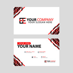 Letter EE logo in black which is included in a name card or simple business card with a horizontal template.