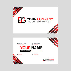 Letter EG logo in black which is included in a name card or simple business card with a horizontal template.