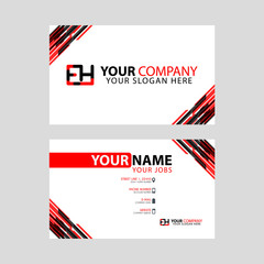 Letter EH logo in black which is included in a name card or simple business card with a horizontal template.