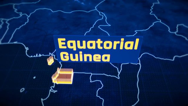 Equatorial Guinea country border 3D visualization, modern map outline, travel