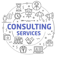 Flat lines illustration for presentation consulting services