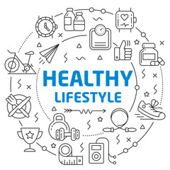 Fototapeta na wymiar Flat lines illustration for presentation healthy lifestyle