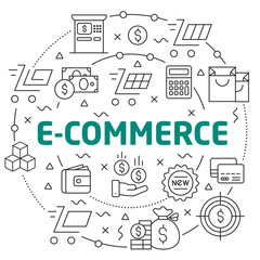 Flat lines illustration for presentation e-commerce