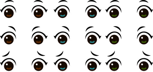 Animated girl's eyes set