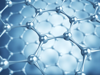 3D illustration of Graphene atomic structure - nanotechnology background illustration