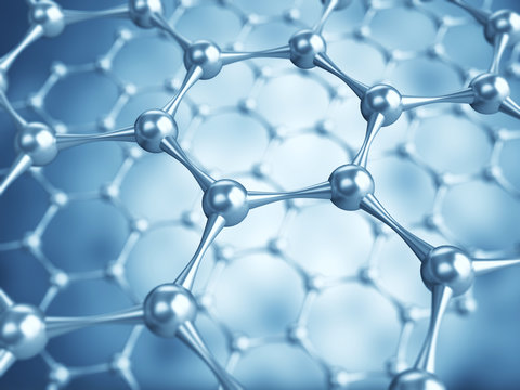 3D illustration of Graphene atomic structure - nanotechnology background illustration