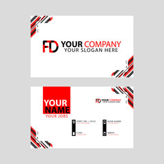 Modern business card templates, with FD logo Letter and horizontal design and red and black colors.