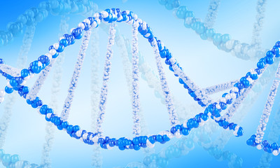 Digital illustration DNA structure in colour background. Macro close-up