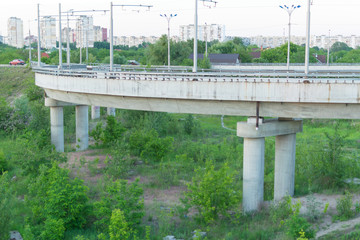Fototapeta na wymiar Overpass on concrete supports.