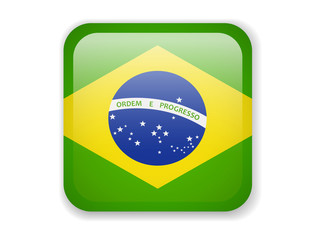 Brazil Flag. Bright Square Icon on a white background